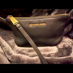 Michael Kors Medium black leather wristlet